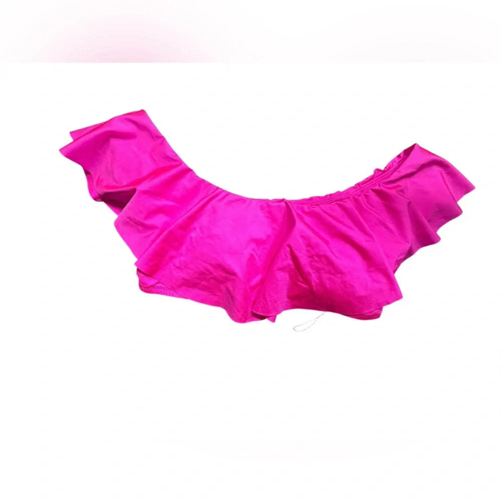 TRINA TURK pink Monaco Off-The-Shoulder Ruffle Bandeau Bikini Swim Top sz 6 NWOT - Picture 8 of 10
